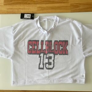 Cellblock 13 KICK OFF MESH CROP TOP in white size small